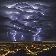 Electric Storm Over a Cityscape
