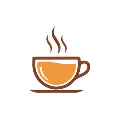 Stylized illustration of a steaming cup of coffee or tea on a saucer, perfect for beverage and cafe themes. isolated on transparent background