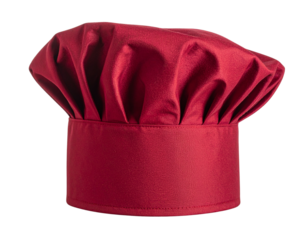 Casual Red Mushroom Chef Hat with Soft Folds, Angled Side Perspective, Isolated