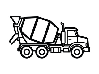 Fototapeta premium Concrete Mixer Truck Outline Icon concrete mixer truck, vehicle, construction