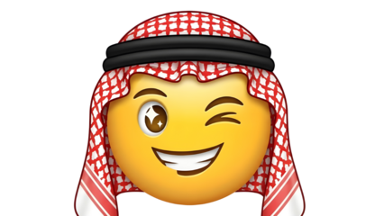 Winking Smiling Arab Emoji Wearing Keffiyeh and Agal Isolated Illustration isolated PNG with Transparent Background