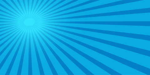 Comic background. Pop art texture. Starburst cartoon style. Anime design with explosion effect for print. Fun dot pattern. Blue backdrop with halftone gradient. Funny line frame. Vector illustration