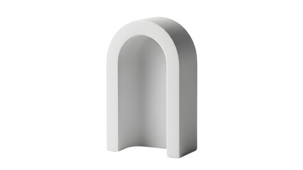 White Minimalist Geometric Arch Display Podium 3D Render isolated PNG with Transparent Background