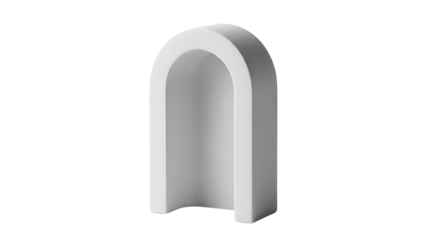White Minimalist Geometric Arch Display Podium 3D Render isolated PNG with Transparent Background