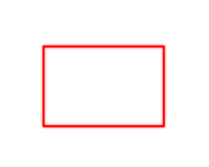 Red neon rectangle frame isolated on transparent background