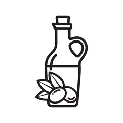 Olive Oil Bottle Icon with Olives and Leaves