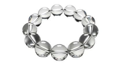 Clear Crystal Quartz Beaded Bracelet Isolated on White Background for Product Mockup