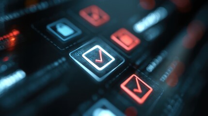 Obraz premium Digital interface checkmarks