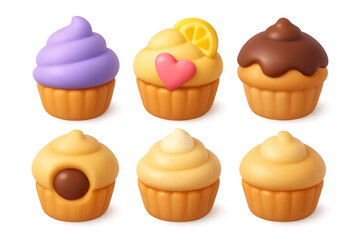 Colorful cupcake collection for dessert lovers and decorative design