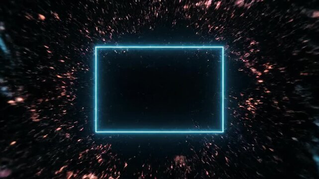 Abstract hyper-speed tunnel with blue and purple lines. Interstellar travel light warp effect. Universe and time warp background concept.