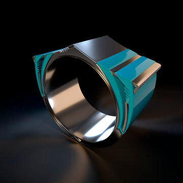 RING WITH SILVER AND RUBBER DETAILS