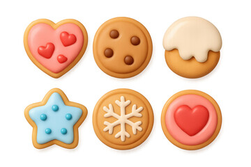 Obraz premium Charming cookie icons for holiday greetings and decorative design