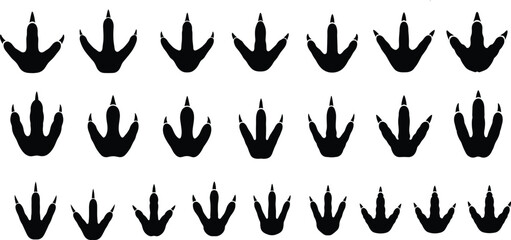 Bird Footprint Track Silhouette Vector Set