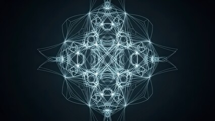 Abstract glowing symmetrical pattern on a dark background.