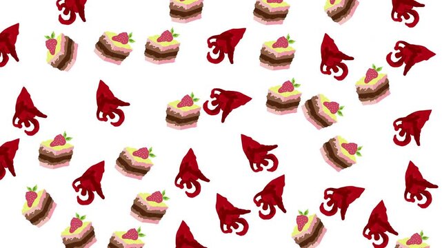 Strawberry shortcake and red squids pattern perfect for summer designs. Fun and playful background for foodrelated projects.
