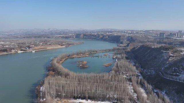 Sanmenxia River Loops Aerial Scenery, China