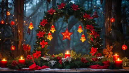 christmas tree with candles and lights