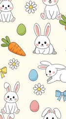 Cute Easter Bunny and Egg Pattern for Festive Celebrations.