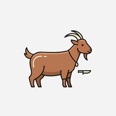 Obraz premium Brown Goat with Knife Icon representing a Ramadhan celebration