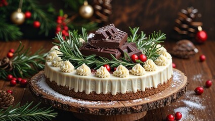 christmas chocolate cake with nuts
