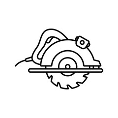 Outline Power Circular Saw Cutting Tool Line Art Icon
