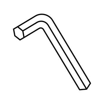 Outline Allen Key Wrench Tool Line Art Icon
