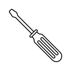 Outline Flathead Screwdriver Line Art Icon
