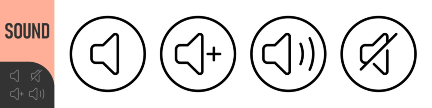 speaker, sound, volume icon set , low and hight level volume speaker icon. voice, audio, silent, mute icons in flat style for media player app and website