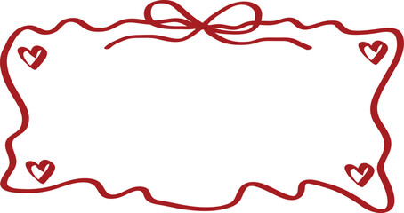 Cute Valentine's Day Frame with Ribbon and Hearts