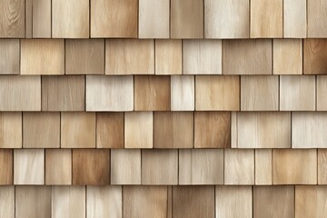 Close-up of interlocking wooden tiles creating a textured, repeating pattern
