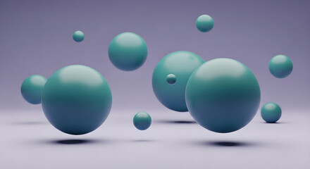 3D Spheres Abstract Teal Blue Geometric Copy Space