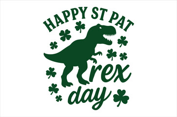 A whimsical depiction of a green tyrannosaurus rex celebrating st patrick s day with clover details © Sreenandokumar