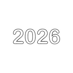 2026 year number with unique braided rope outline texture,  ideal for future-themed designs.