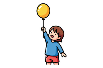 Young Boy Holding Yellow Balloon