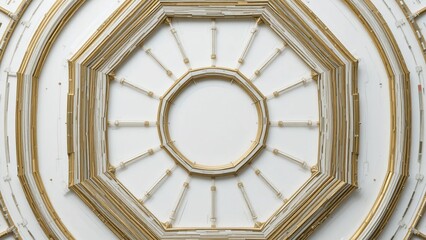 A concentric octagon ring and spoke line illustration background arranged on a clean white field