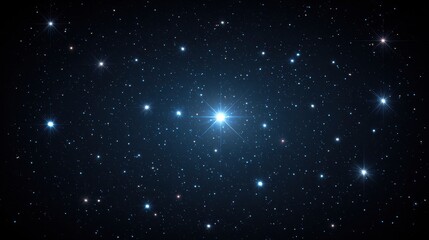 Naklejka premium Deep navy blue starry night background with glowing scattered celestial light.