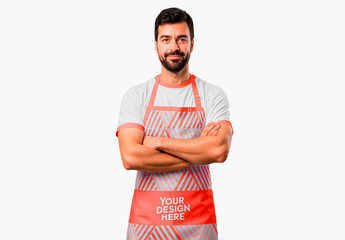 Male Chef In Apron Posing Mockup