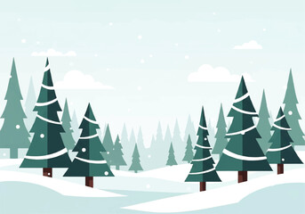 Snowy Forest with Small Pine Trees