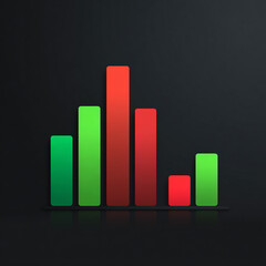 Red and Green Vertical Business Graph Showing Growth on Black Background