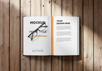 Open Book Mockup On Rustic Wood 250925