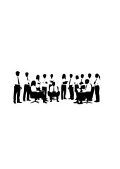 Fototapeta premium Inclusive Team Collaboration Silhouette: Diverse Business Professionals Group Discussion Vector