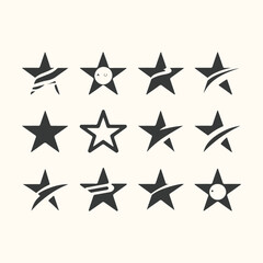 Obraz premium Collection of twelve stylized star icons in silhouette stars symbol