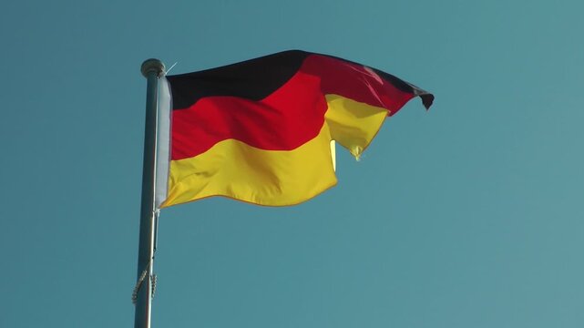 A German flag is flying