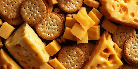 Golden Pairing: Swiss Cheese and Crackers, ai generated.