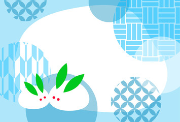 雪うさぎの寒中お見舞いはがきテンプレート（文字無し）