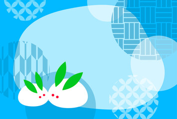 雪うさぎの寒中お見舞いはがきテンプレート（文字無し）