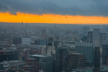 Fototapeta premium Bankside Urban Skyline Buildings, Westminster, Waterloo Aerial View, London Borough Of Southwark, South Bank, England, United Kingdom