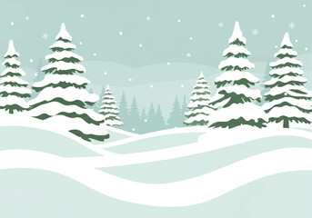 Obraz premium Light Blue Winter Forest with Snowy Trees