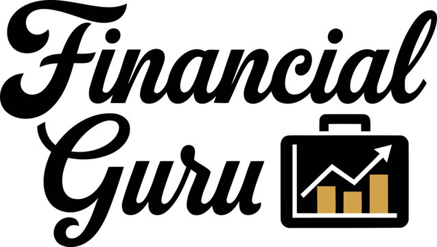 Financial guru logo with a modern briefcase icon showing an upward bar graph, symbolizing expert financial advice, investment growth, business success, wealth management, and strategic guidance.
