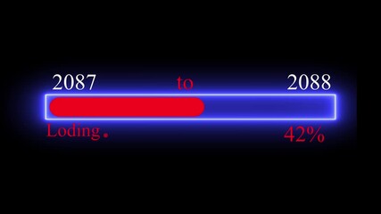  Simple loading bar 2087 to 2088 icon animation Loading bar and percentage Futuristic progress loading bar 0-100 percent .Simple loading bar icon animation on dark background 4k motion video..